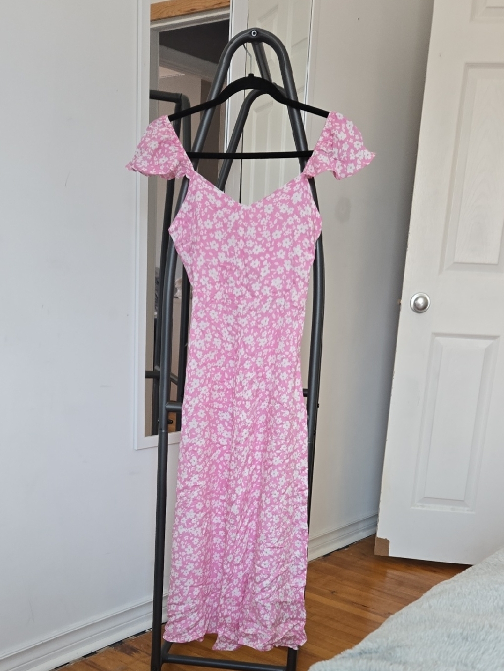 Pink Floral Off-Shoulder Maxi Dress